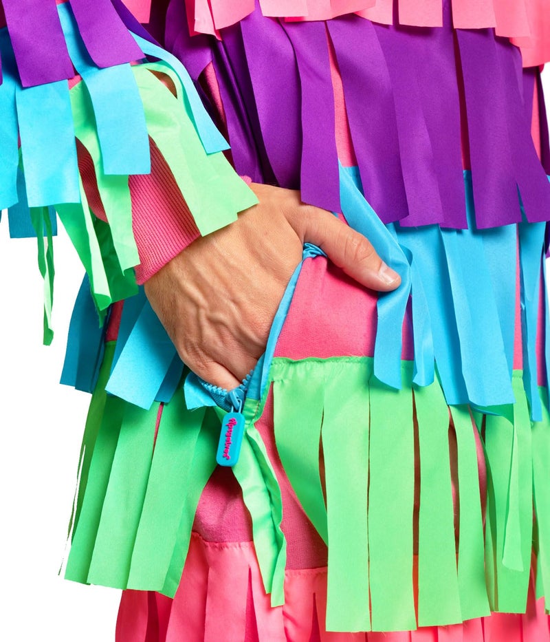 Tipsy Elves Halloween Costumes for Men - Bright Multicolored Pinata Jumpsuit Funny Halloween Costume Adult Onesie - Full Zip Mens Hooded Jumpsuit With Pockets Colorful Attached Streamers Size Medium - Image 4